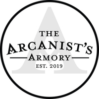 The Arcanist's Armory LLC Logo circle with the Arcanist's A.  Est 2019
