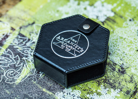 Leather Dice box with Arcanist's Logo